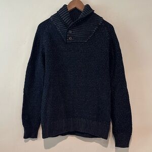 Men's Navy Blue Shawl Collar Sweater